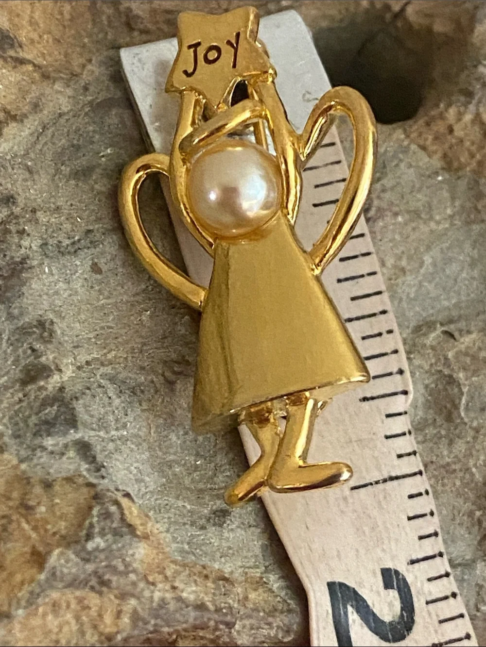Vintage 80s JOY ANGEL Faux Pearl Broach